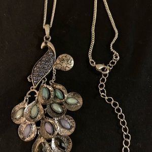 Fun Peacock pendant on long chain! NWOT